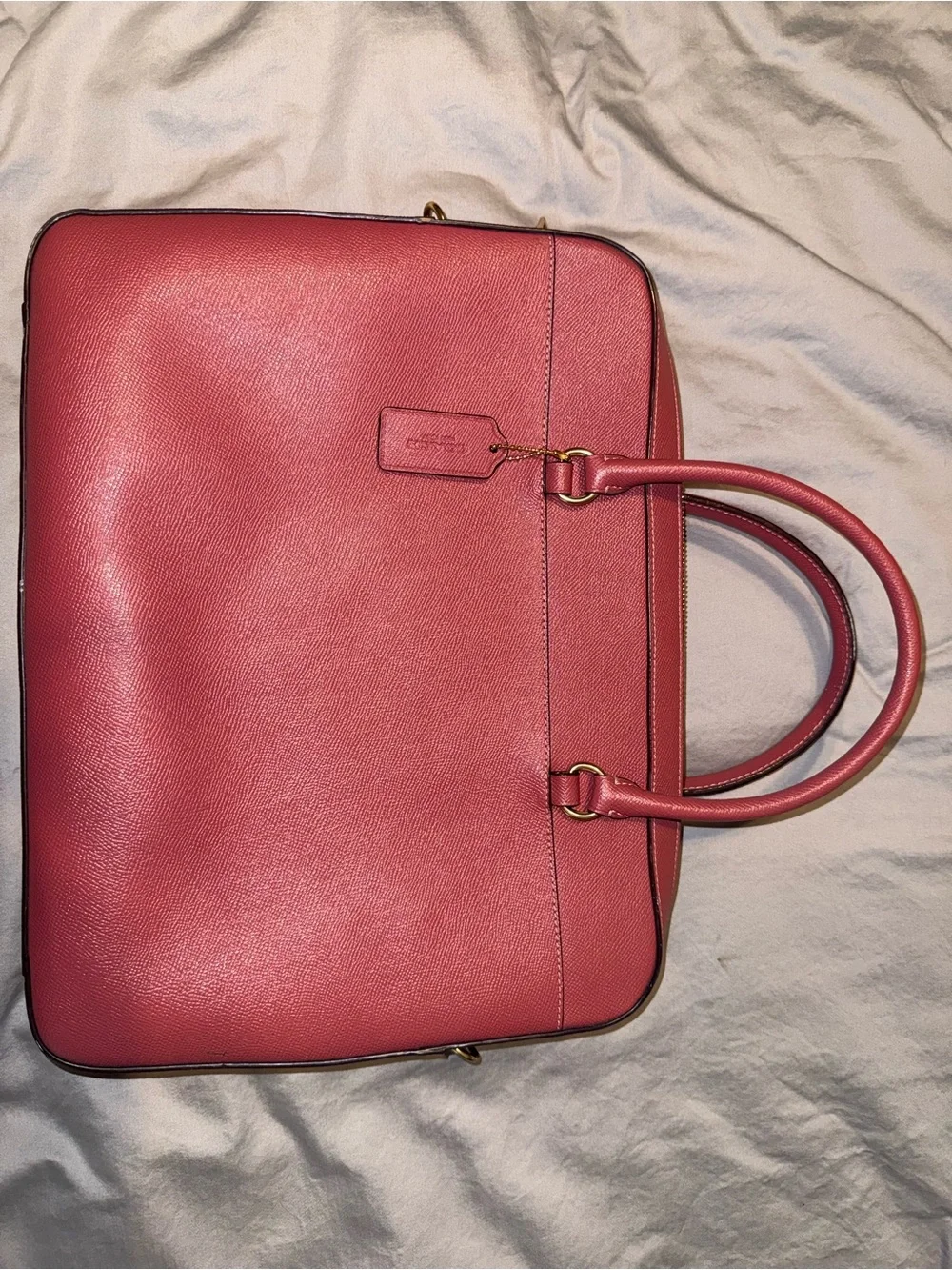 Coach Burgundy Saffiano Leather Structured Tote